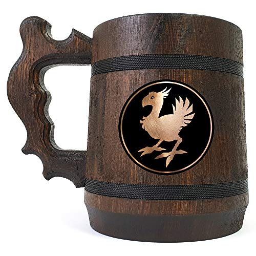 Final Fantasy Chocobo Stein, Wooden Beer Mug, Custom Engraved Beer Mug, Gift for Gamer, Groomsmen Gift, Gift for Him, Boyfriend Gift
