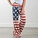 4th of July Women's American Flag Drawstring Wide Leg Pants Leggings (US 6/L, Red)