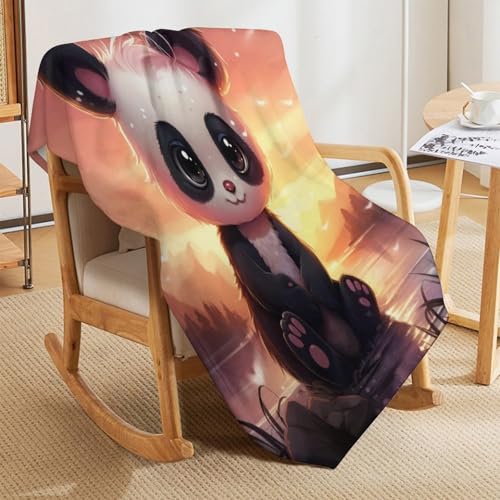 Couverture polaire légère douce jeté de lit panda 130x180cm - 7