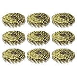 uxcell 3600 Count Siding Nails 1' x 0.083' 15-Degree Ring Shank Full Round Head Collated Wire Coil for Lath...
