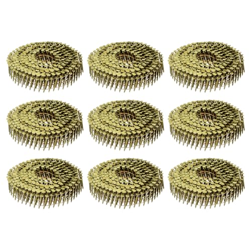 uxcell 3600 Count Siding Nails 1" x 0.083" 15-Degree Ring Shank Full Round Head Collated Wire Coil for Lath and Sheathing Materials