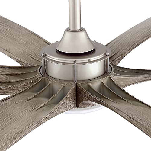 Ceiling Fans with Lights and Remote 72 Inch Large Farmhouse Ceiling Fan for Bedroom Living Room Garage, Flush Outdoor Ceiling Fans for Patios, DC Motor Reversible 6 Blades, Timer, Nickel