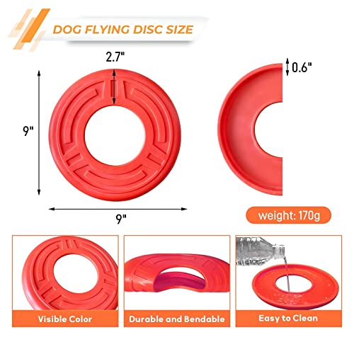 Hoxwell Dog Toy Flying Disc 2 Packs, Pet Training Rubber Flying Toy Golf Saucer Fetch, Floating Water Dog Toy For Small, Medium, Or Large Dogs Outdoor Flight, Red #TOP1