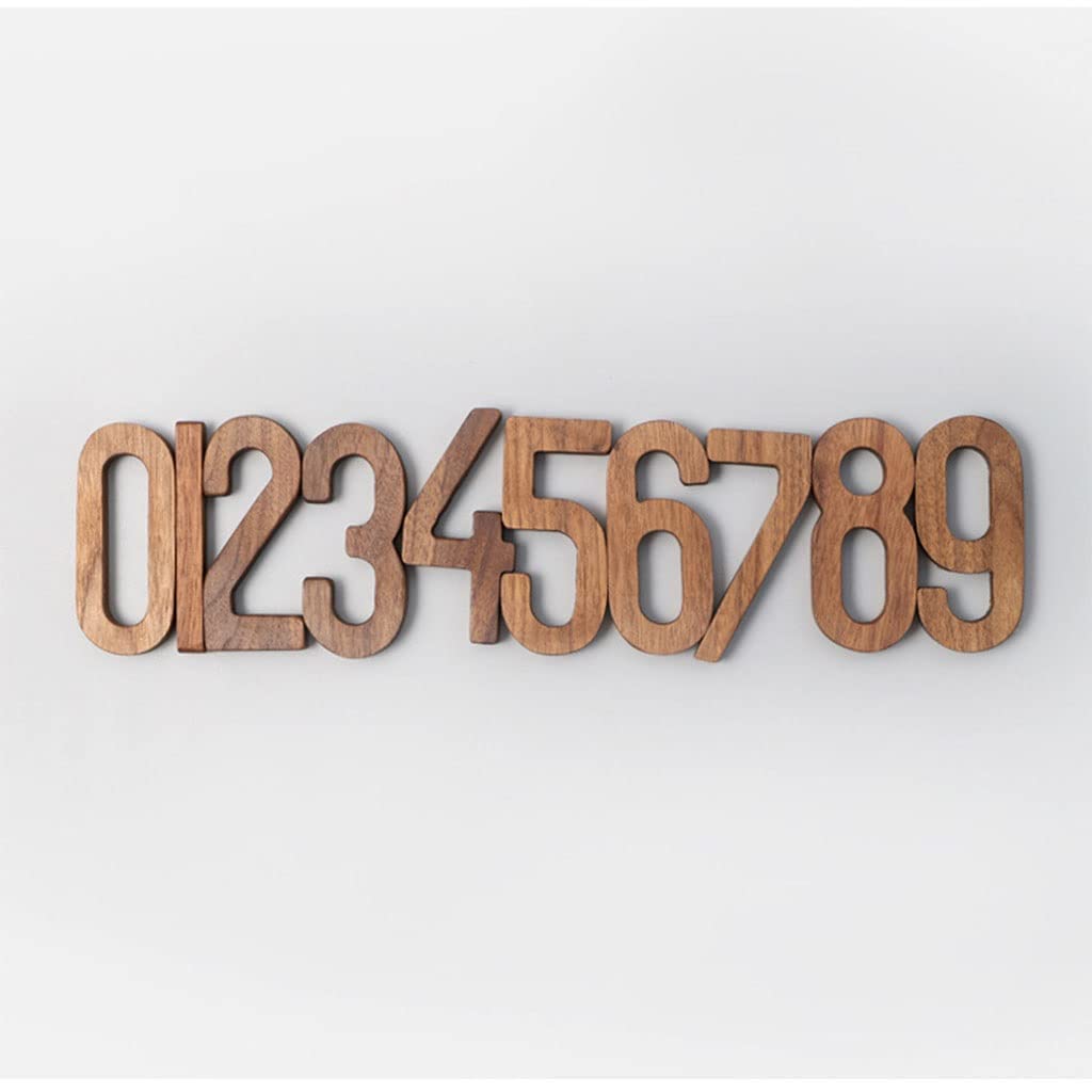 Números digitales for puerta con letras del alfabeto, 1 unidad, decoración numérica de nogal negro 8 cm, número nórdico madera maciza, pared personalizada(1)