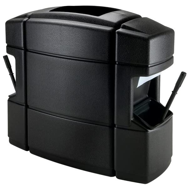 Miniatura 1 de Contenedor de residuos rectangular negro de 40 galones con 2 dispensadores de toallas de papel, 2 espátulas y 2 estaciones de lavado de parabrisas,