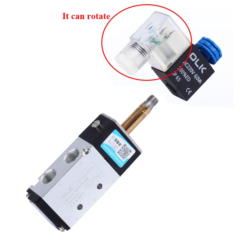 Válvula solenoide de 5 vías, Control de 2 Posiciones, válvula magnética de Gas y Aire, Accesorio for Manguera de 4mm-12mm(Only 4V210-08,AC220V)