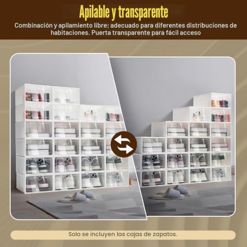Caja de almacenamiento apilable blanca para ahorrar espacio en armarios pequeños pack de 24 7