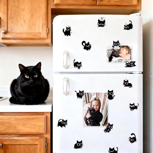 Set 24 imanes decorativos gato negro para refrigerador miniatura 2