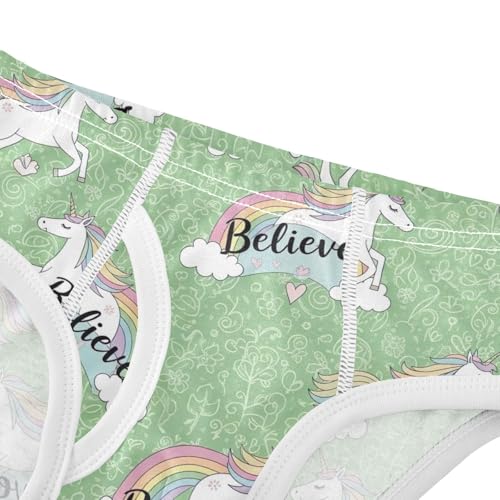 CHIFIGNO Boys' Cotton Underwear Breathable Briefs Printed Brief Underwear for Kids Boys, Cute Unicorn Green4