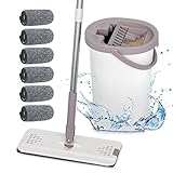 Fregona de microfibra con mango de acero inoxidable: el trapeador usa un paño de microfibra, que absorbe el agua de manera rápida y uniforme, y tiene un buen efecto de limpieza. Varilla de acero inoxidable de 2,5 cm de diámetro, fácil de agarrar, resistente a la corrosión y al óxido.