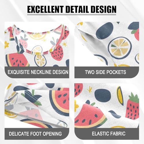 ALAZA Watermelon Strawberry Lemon Cartoon Pajamas Short Sleeve 2 Piece Sleepwear Top and Bottom Pajama Set Unisex4