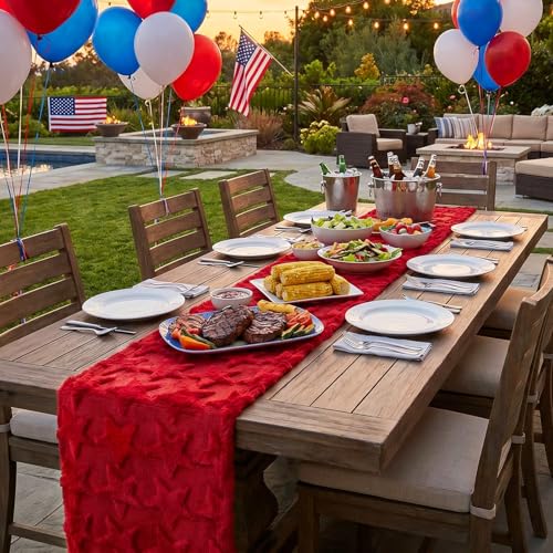 yuboo Patriotic Table Runner - 4th of July Table Runners - 250th Anniversary America Merchandise - Memorial Day Decoration for Indoor Outdoor Home Kitchen Party Supplies 70''x13'' — view 2