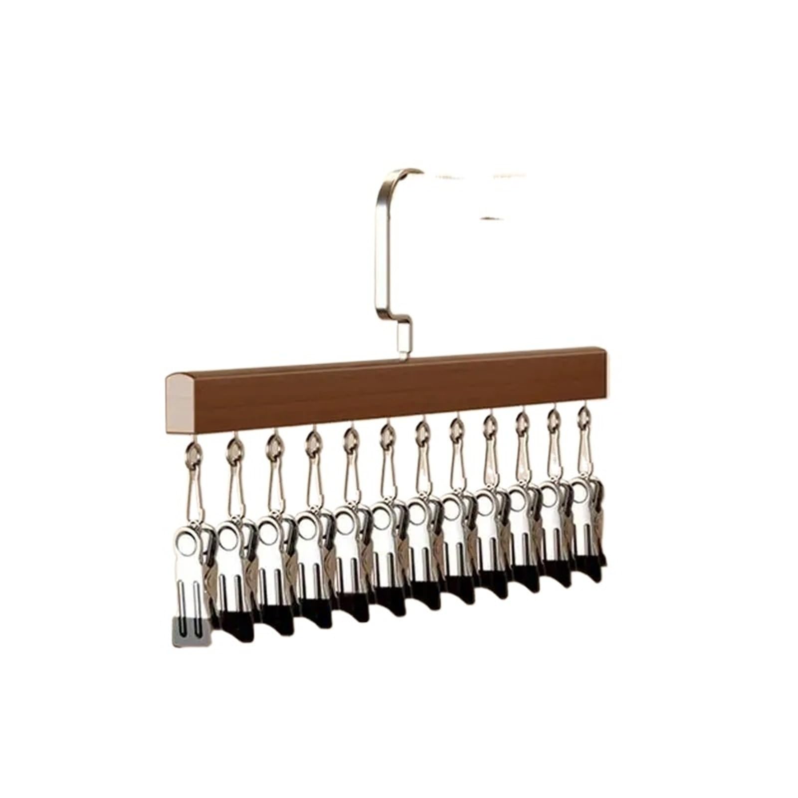 Clothes Pegs Closet Organizer With 10/12 Clips, Space Saving Hanging, Space-Saving Hat Scarf Clothespins(B)