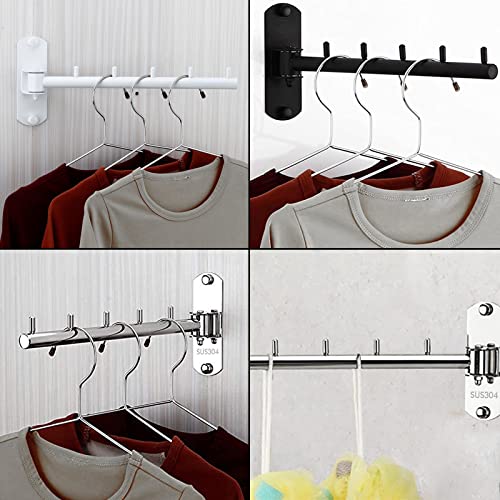 Zivisk Folding Wall Mounted Clothes Hanger Rack with Swing Arm Stainless Steel Heavy Duty Coat Hook for Bathroom, Bedroom, Laundry Room- White