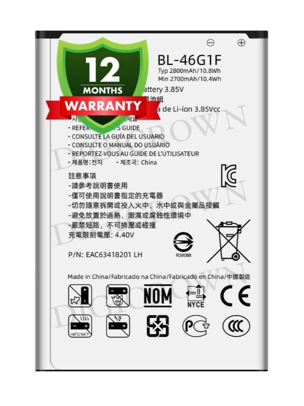 Image of Original BL-46G1F Battery Compatible for LG K10 (2017) (LGM-K121K, LGM-K121L) | LG K20 Plus (LGMP260, M255, TP260, VS501) - (2800mAh) - 1 Year Warranty