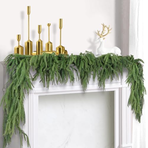 2 Pack Christmas Norfolk Pine Garlands 6FT, Real...