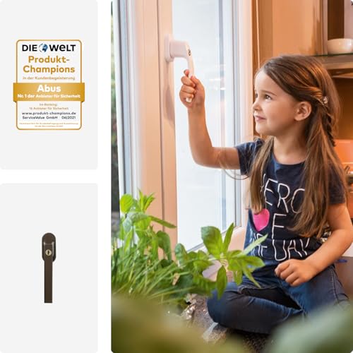 ABUS Abschließbarer Fenstergriff FG110 - Fensterknauf mit Druckzylinder, gleichschließend - ABUS-Sicherheitslevel 2 - 59222 - Braun