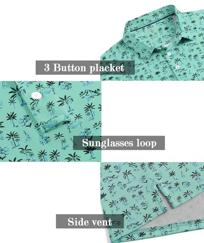 Image of ZITY Men's Golf Shirts Short Sleeve Print Patterns Casual Collared Polo