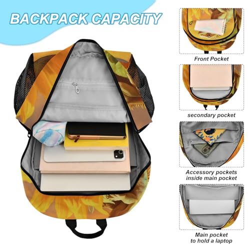 Lizard Sunflower Backpack Lunch Bag Set for Travel Hiking Picnic, Backpacks with Insulated Lunch Box4