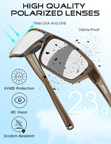 Image of ATTCL Polarized Sunglasses Men for Fishing: UV Protection Lightweight TR90 Sports Wrap Sun Glasses Driving Golf Running