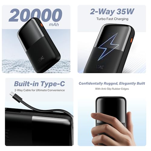 Image of Boat Energyshroom PB400 Turbo X 20000 mAh 35W Super Fast Charging, Compact Power Bank, Smart 12 Layer Protection (3X Output Ports, Supports Android, iPhone, Tablets, Earbuds, etc.) (Sable Black)