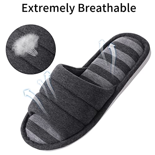Shevalues Women's Soft Indoor Slippers Open Toe Cotton Memory Foam Slip On Home Shoes House Slippers, Dark Grey 260 #TOP3