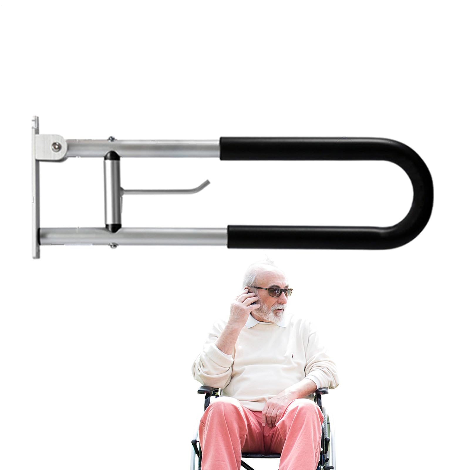 Barre di sicurezza per bagno, in lega di alluminio, resistente, per WC | maniglia di supporto a parete impermeabile per anziani, disabili, incinte o pazienti, assistenza di sicurezza, doccia, anzian