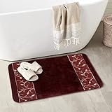 Popular Bath Aubury Modern Bathroom Rug Classic Luxury Bath Rug Contemporary Decor Beautiful Shower Mat Unique Design Stylish Washable Bathroom Rug Shower Tub Décor, Bergundy