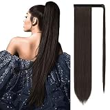SOFEIYAN Long Straight Ponytail Extension 26 inch Wrap Around Ponytail Synthetic Hair Extensions Cli