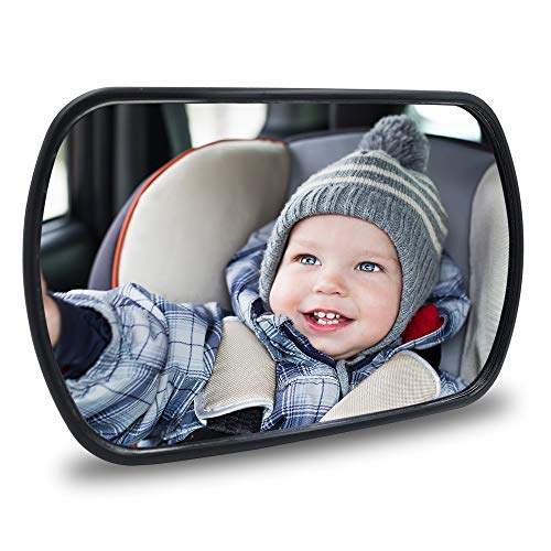 Baby Car Mirror - Rear View Baby Car Back Seat Mirror - Child Observation Mirror Wide Convex and Shatterproof - 2 way of Connection Suitable for both Rear-facing and Forward-facing