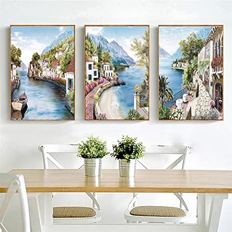 Wall Art Painting Mediterranean Modular Pictures Canvas Landscape Painting Scandinavian Living Room Home Decor Canvas Posters Prints 60x80cm Cover