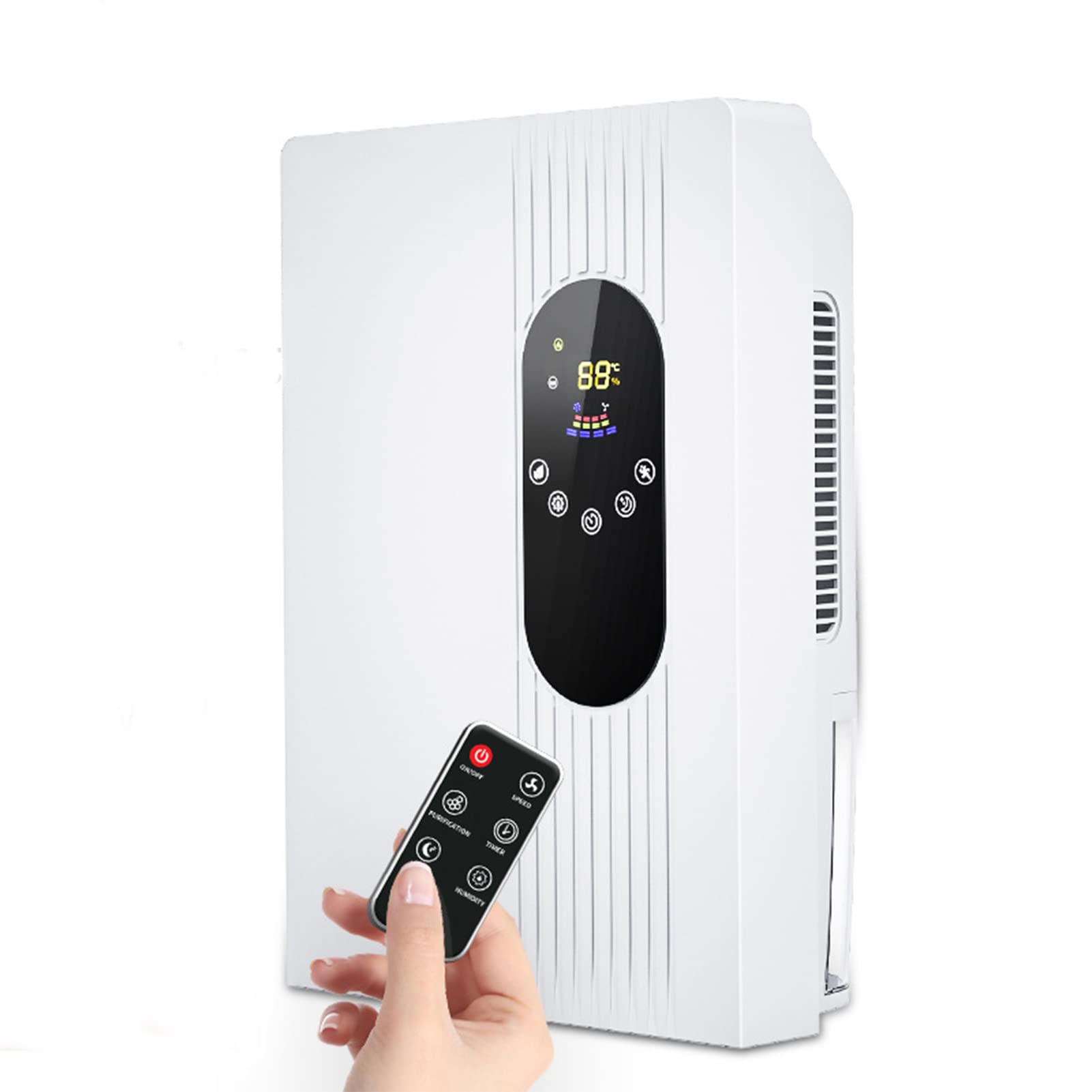 TDOO Home Dehumidifier, Ultra Quiet Auto Shut Off, Portable Small Compact Dehumidifier, Two Modes and Humidity Control, Ultra Quiet Dehumidifier, 2200ML Water Tank (White A)