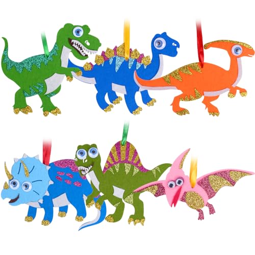 Ainiv 6 Stück Dinosaurier Bastelset Kinder Kreativsets zum Basteln DIY Bastelhandwerk Kreativ Kunsthandwerk Dino Moosgummi Bastelset für Jungen Mädchen Kindergeburtstag Bastelarbeiten
