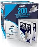 200 Reinigungstücher für Hörgeräte - Udiclean Feuchtreinigungstücher einzeln verpackt - schnelltrocknend - entfernt Fett Schweiß Schmutz