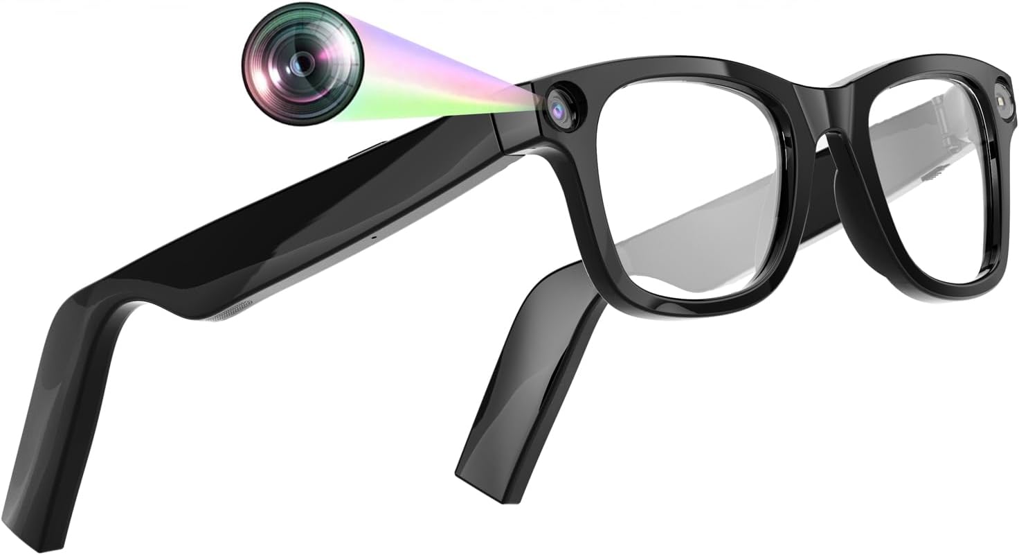 Yihou AI Smart Glasses with Hidden Camera Bluetooth Audio Video Recording Glasses Eyeglasses for Men Women with Speakers