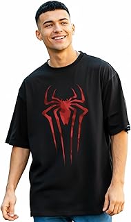 Bewakoof Official Marvel Merchandise Men's Ombre Oversized Fit Half Sleeve Round Neck Cotton Jersey T-Shirt Price In India