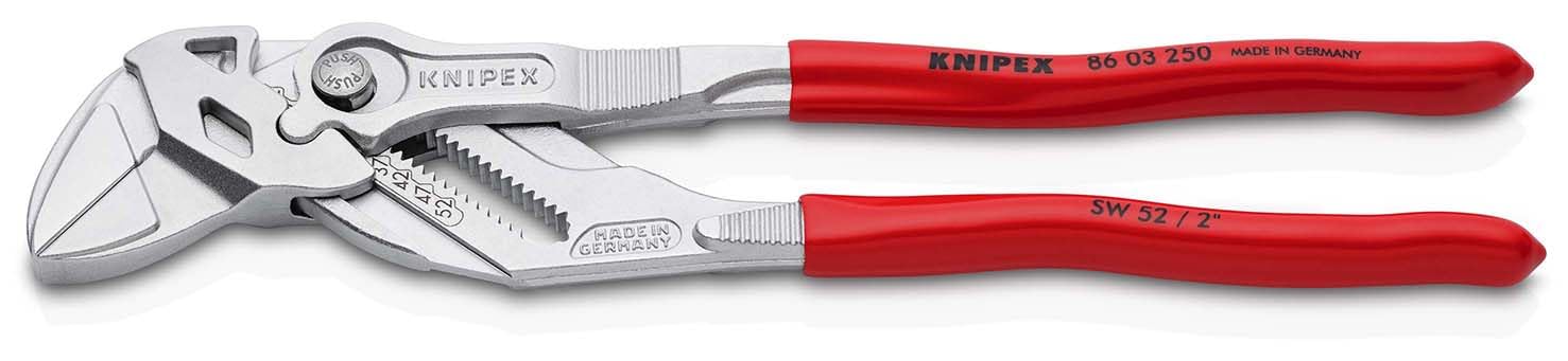 KNIPEX Zangenschlüssel 250 mm verchromt stufenlos bis 52 mm Feinverstellung per Knopfdruck