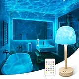 Waterproof Shower Lamp for Inside Shower, Rechargeable Bathroom Lamp with Remote & Touch Control, Cordless Shower Light with 16 Color Changeable, LED Ocean Wave Projector Light for Bathroom/Bathtub