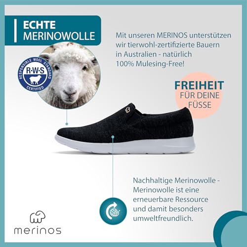 Image of Merinos Women's Slip On Fashion Sneakers, Slide on Casual Shoe, Made with Australian Wool, Lightweight & Durable Tennis Shoes
