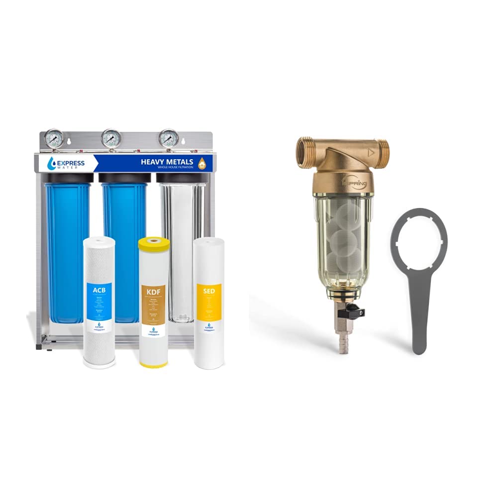 Express Water Whole House Water Filter System + iSpring Reusable Spin Down Sediment Water Filter