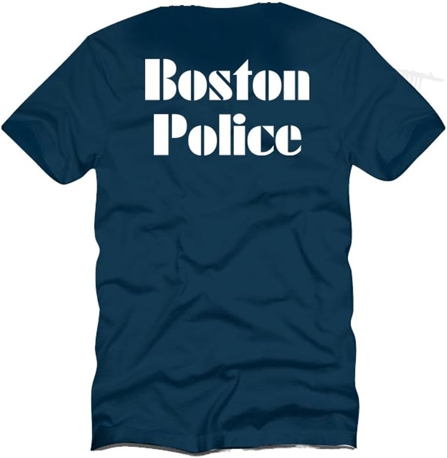 RescueTees Boston Police Shield Duty Style T-Shirt (X-Large) Navy Blue