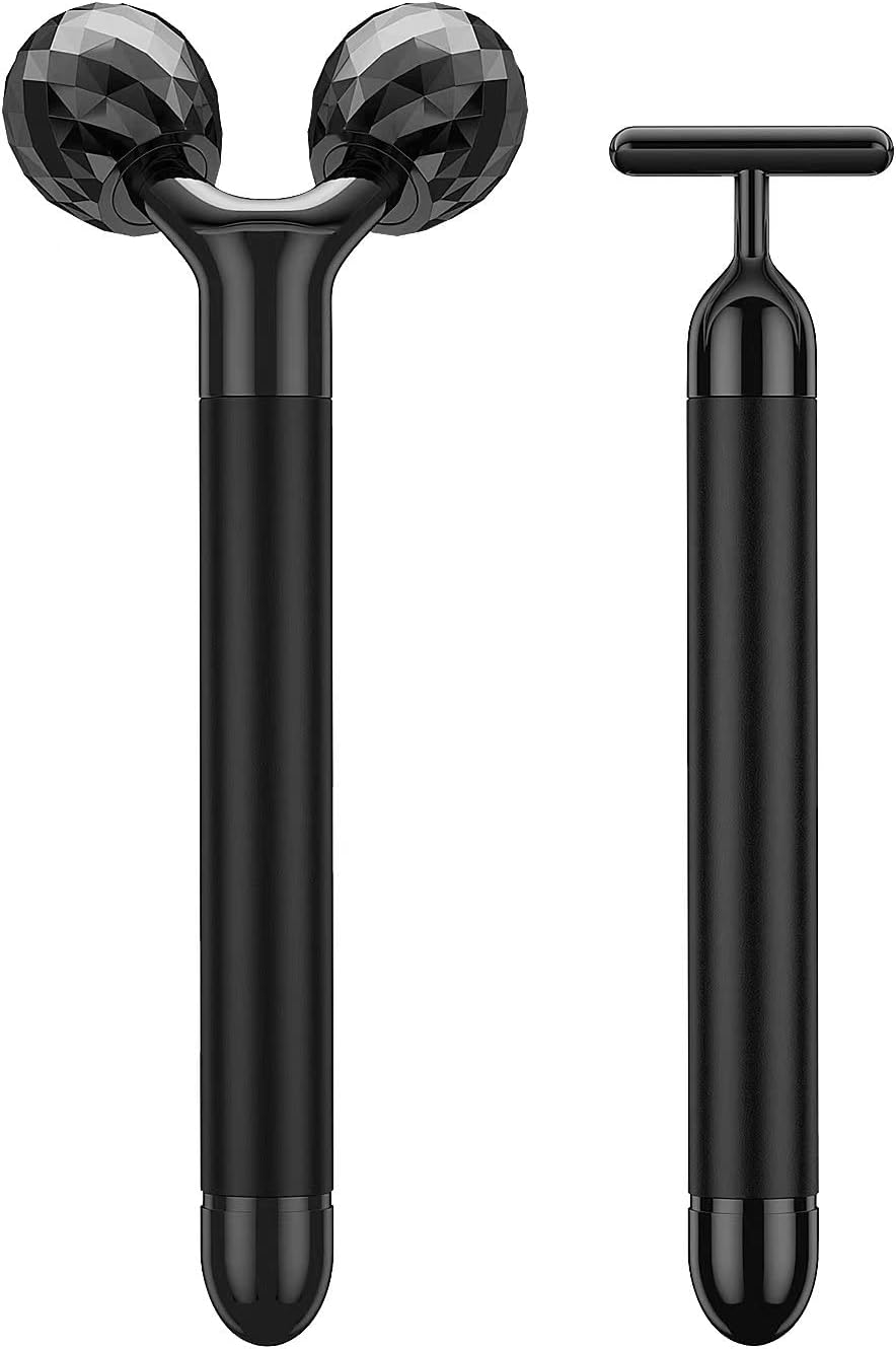 2-IN-1 Beauty Bar Electric Face Massager, 3D Roller and T Shape Arm Eye Nose Head Massager Facial Roller Massager Kit Skin Care Tools