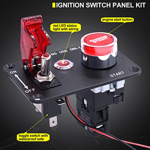Twidec/12V Dc Ignition Switch Panel 2 In 1 Racing Car Engine Start Push Button Switch With Red Led Toggle Switch And Indicator Light Ignition Control Panel For Car Boat Marine Truck #TOP1