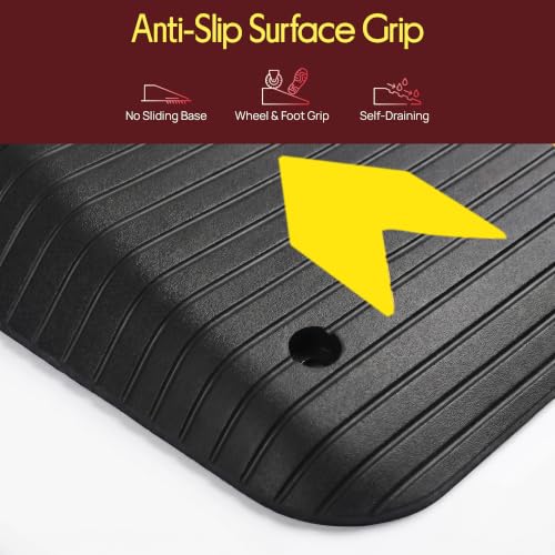 Pyle Rubber Threshold Ramp 2 Inch | Portable, Non-Slip Wheelchair Ramp | Heavy-Duty Built for Indoor Outdoor Use | 3300 lb Capacity & Tool-Free Setup | 43.5 x 16 in | for Scooters, Walkers, Strollers by Pyle - Used condition - Image 4