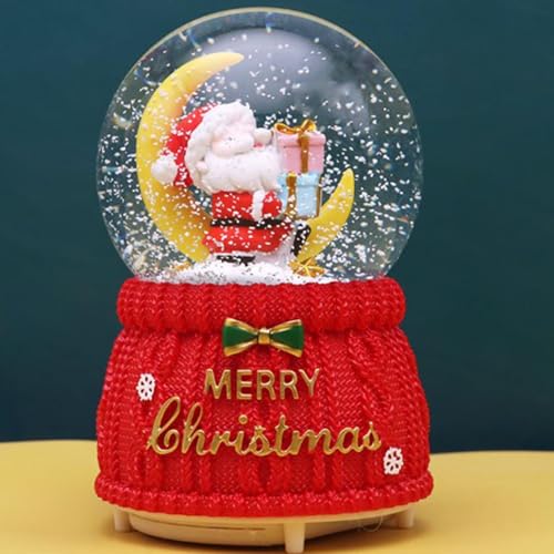Globo de nieve de Papá Noel pintado a mano con música navideña 8