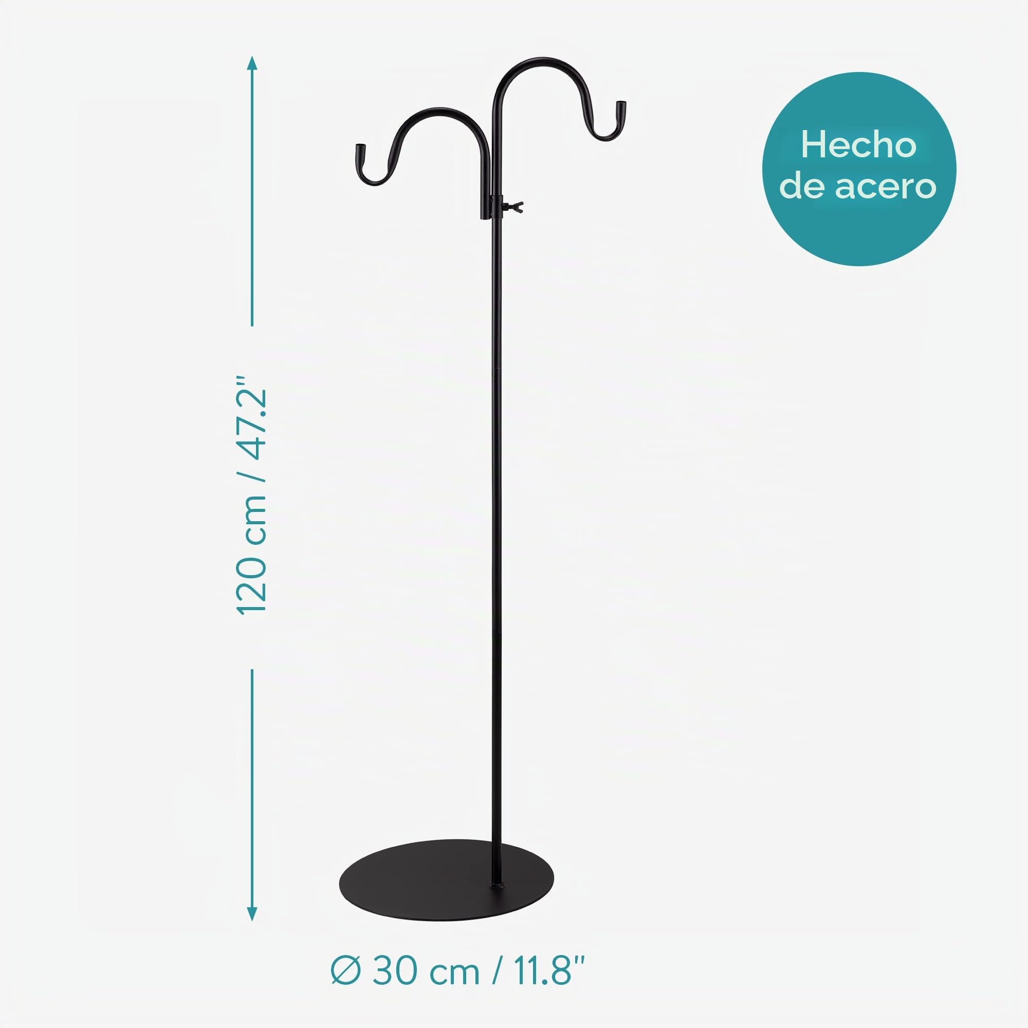 Navaris Gancho de Pastor - Colgador de pie con 2X Varillas para comedero de pájaros Plantas - Altura Ajustable con Soporte de Interior y Exterior