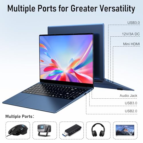 Image of Gaming Laptop Computer, 16 Inch Lap Top 2026 Window 11 Pro 16GB RAM 512GB SSD, N150 (Up to 3.6GHz), Backlit Keyboard, FHD 1920 * 1200 Screen, Office 365, 6000mAh, WiFi 5 BT 4.2, UHD Graphics