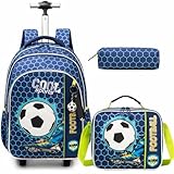 Danfimy Mochila com rodinhas para escola e crianças, para meninas do ensino fundamental, mochila com rodas, Futebol americano 12820t-3, Medium, Leve