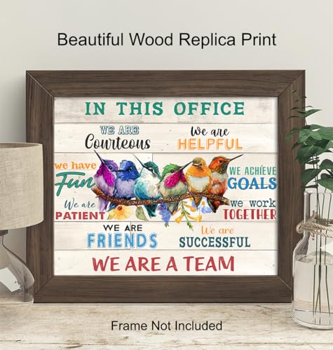 Yellowbird Art & Design Home Office Wall Art - Office Wall Decor - Motivational Poster - Teamwork Wall Art - Inspiration Motivation - In This Office We Are A Team Saying - Boss Gifts thumb #1