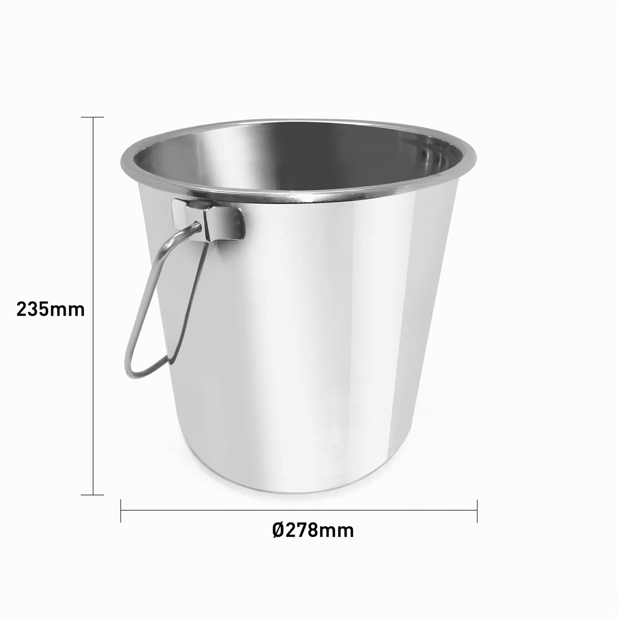 HENDI Seau à poignée, seau de cuisine à usage alimentaire, seau métallique multi-usages, 10 L, diamètre: 278mm, hauteur: 235mm, acier inoxydable